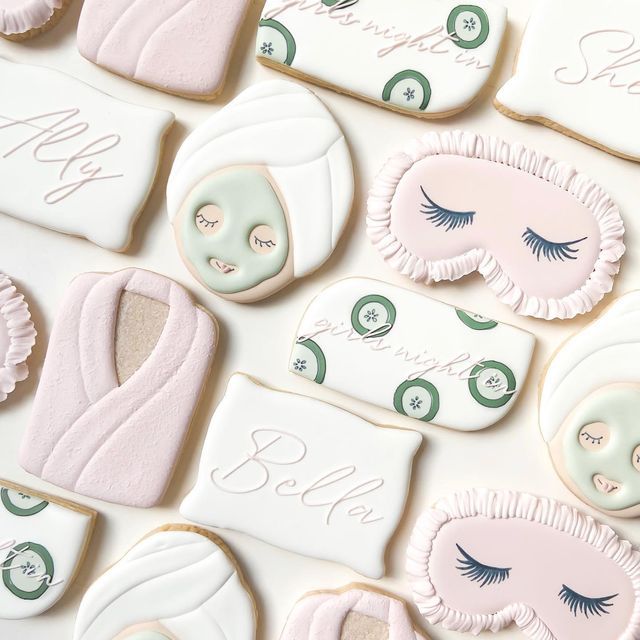 Cozy Spa Night Themed Decorative Cookies for a Delightful Girls' Night In.