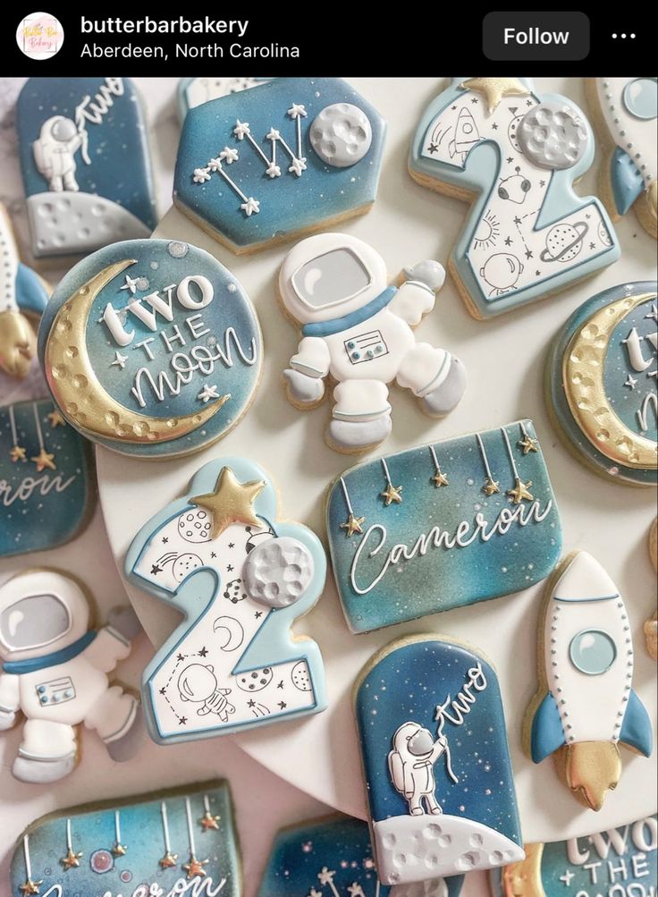 Whimsical Space-Themed Decorative Cookies for Cosmic Celebrations