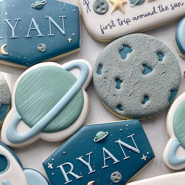 Whimsical Galaxy-Themed Cookies: Celestial Designs in Soft Pastels for Celebrations