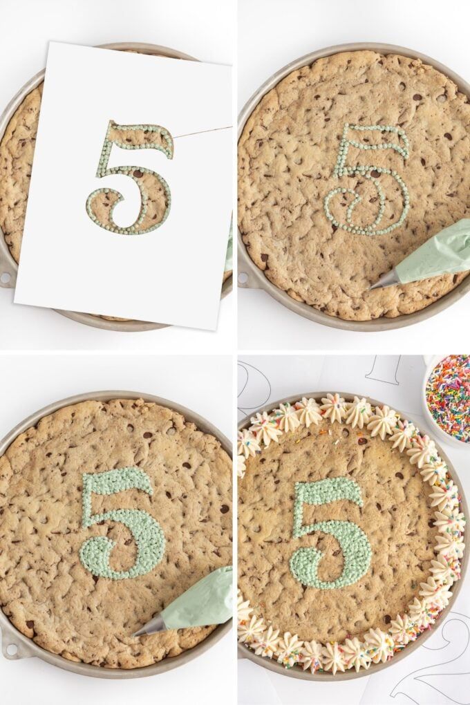 Whimsical Cookie Cake Design with Vibrant Fondant Number and Floral Accents