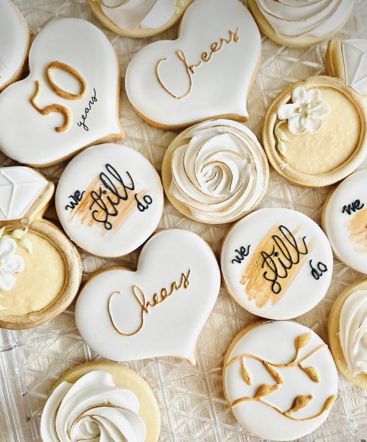 Elegant Heart-Shaped and Floral Cookies: A Perfect Anniversary Celebration Treat