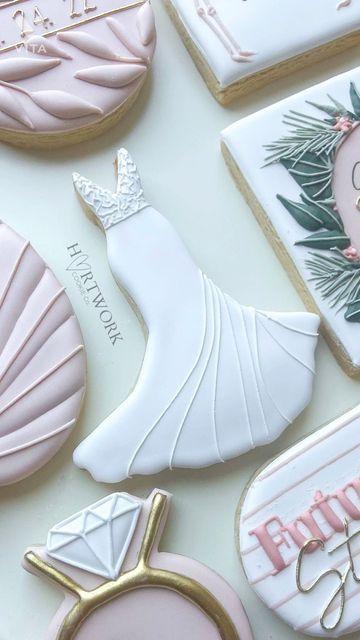 Sophisticated Wedding Dress-Shaped Cookies for Bridal Celebrations