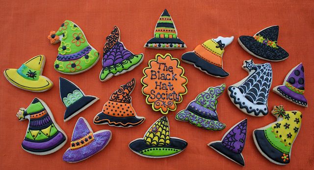 Whimsical Halloween Witch Hat Cookies in Vibrant Designs Celebrate Creativity and Fun.