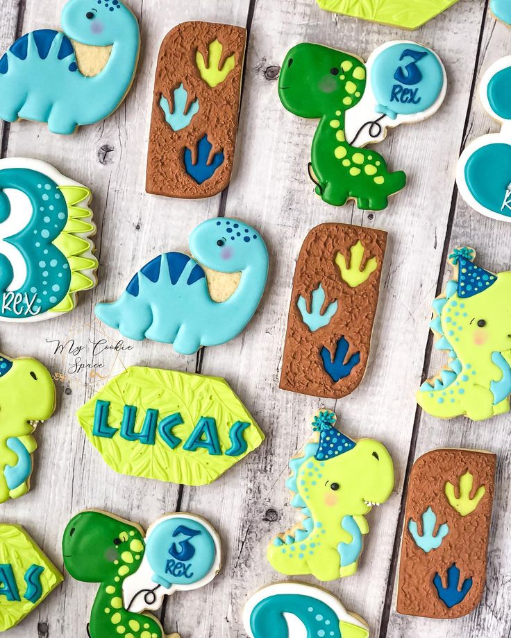 Colorful Dinosaur-Themed Cookies Perfect for Children's Parties