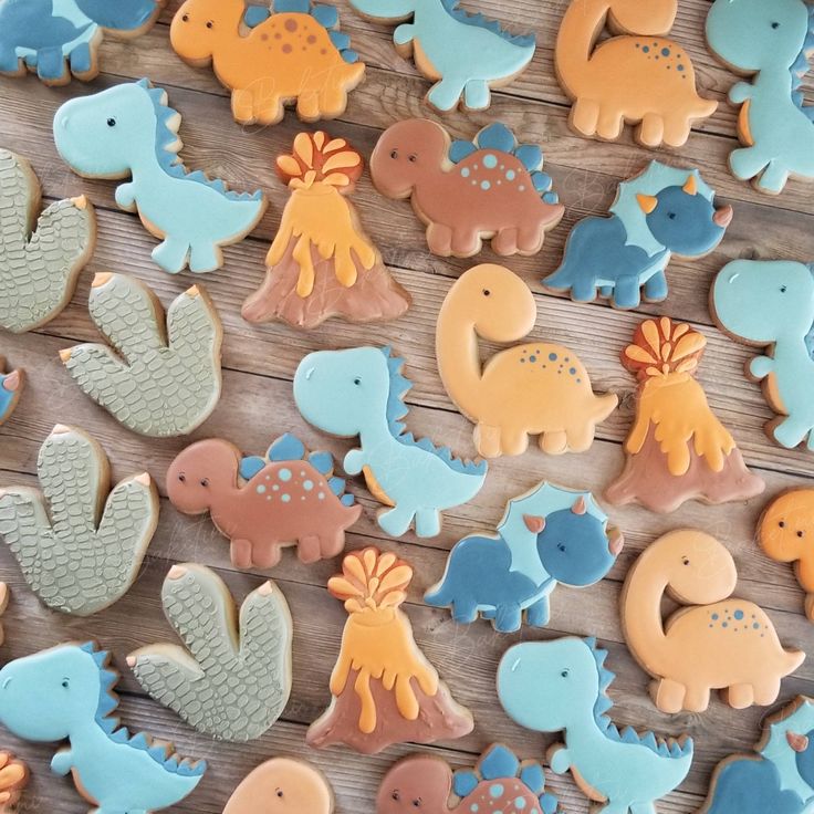 Whimsical Colorful Dinosaur-Themed Cookies for Playful Celebrations