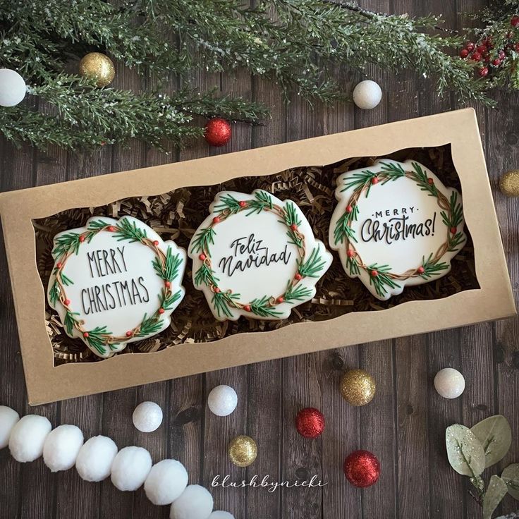 Festive Gift Box of Intricately Designed Holiday Cookies