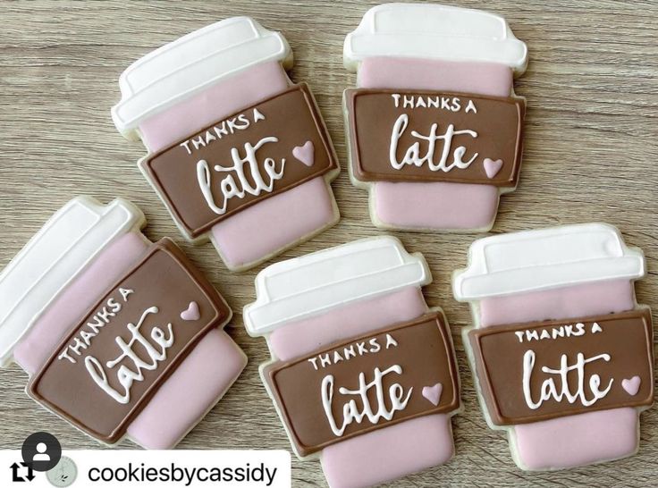 Charming Coffee Cup Cookies: Whimsical Designs in Soft Pink and Deep Brown Perfect for Gifting and Celebrations.