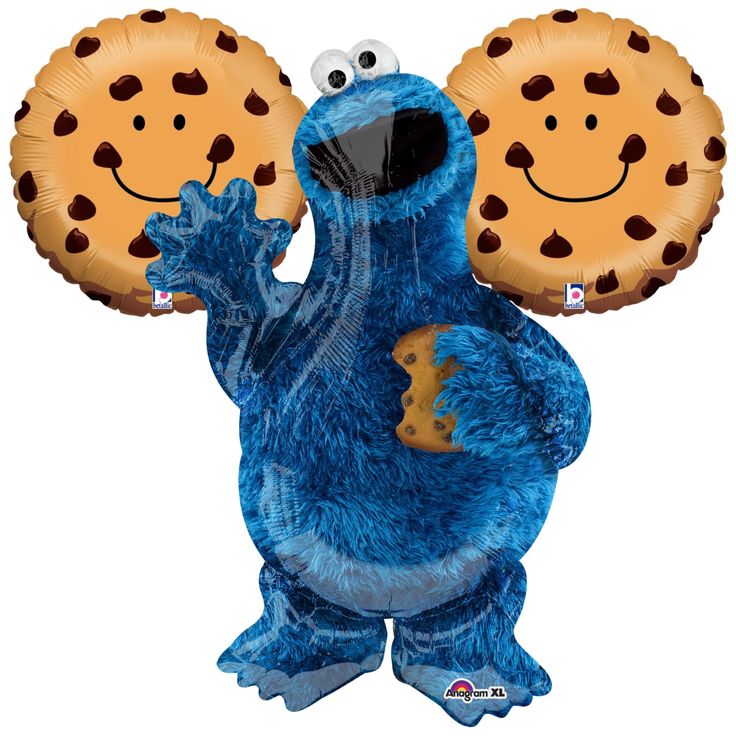 Whimsical Cookie Monster Surrounded by Cheerful Cookie Balloons for Festive Fun