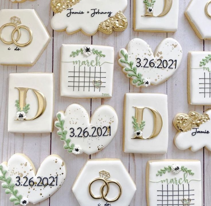 Wedding-themed decorative cookies inspire elegant nail art with romantic motifs.