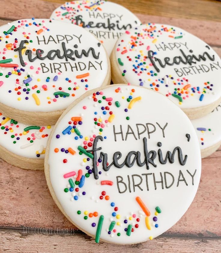 Festive Birthday Cookies: Colorful Treats with Playful Typography for Celebrations.