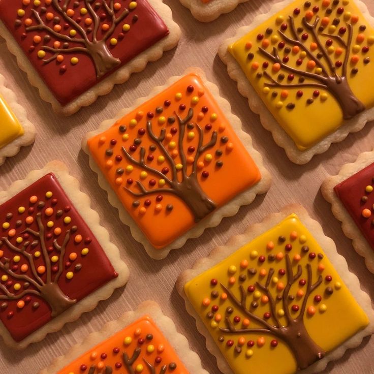 Autumn-Inspired Decorative Sugar Cookies in Vibrant Colors.