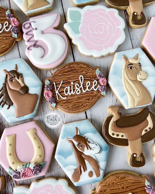 Equestrian-Themed Colorful Cookies: Playful Pastels for Special Celebrations