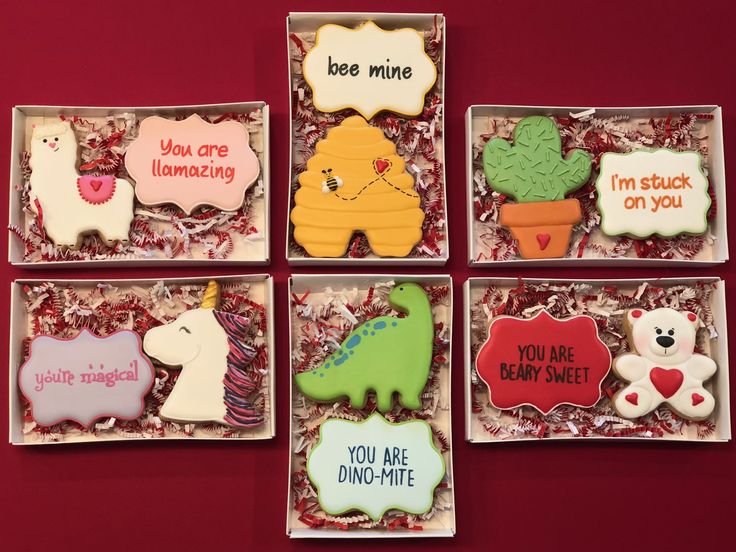 Whimsical Colorful Cookie Designs with Playful Shapes and Heartfelt Phrases for Celebrations.