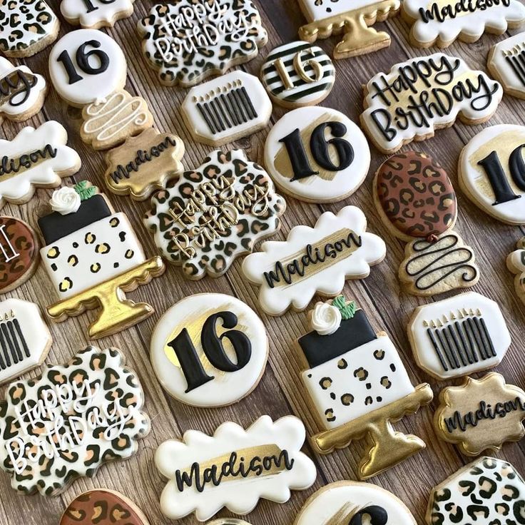 Elegant and Festive Cookie Designs for Sophisticated Birthday Celebrations