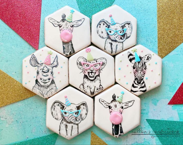 Whimsical Colorful Animal-Themed Cookies for Festive Celebrations.