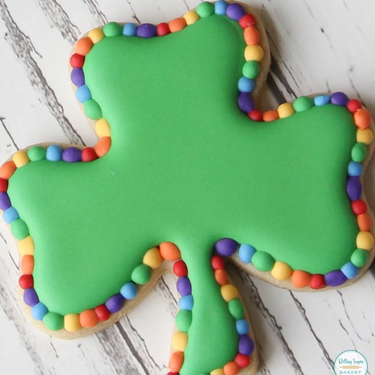 Festive Shamrock Cookie with Colorful Icing for Celebrations