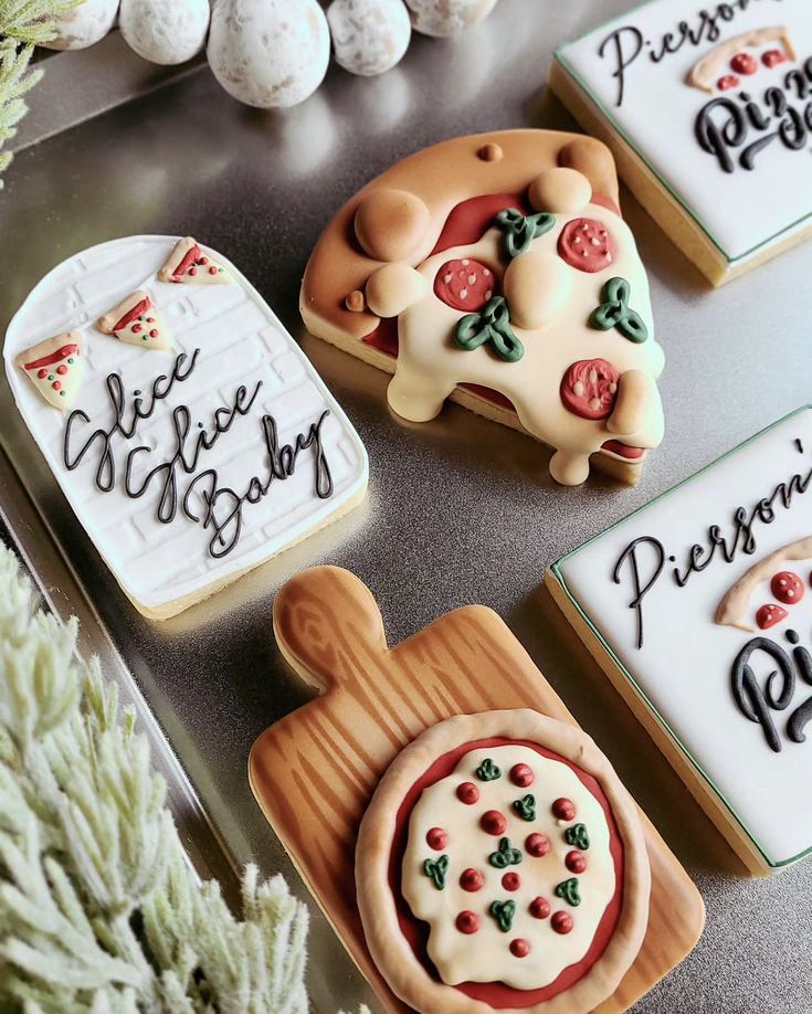 Whimsical Pizza-Themed Cookie Designs Brighten Dessert Tables with Color and Fun